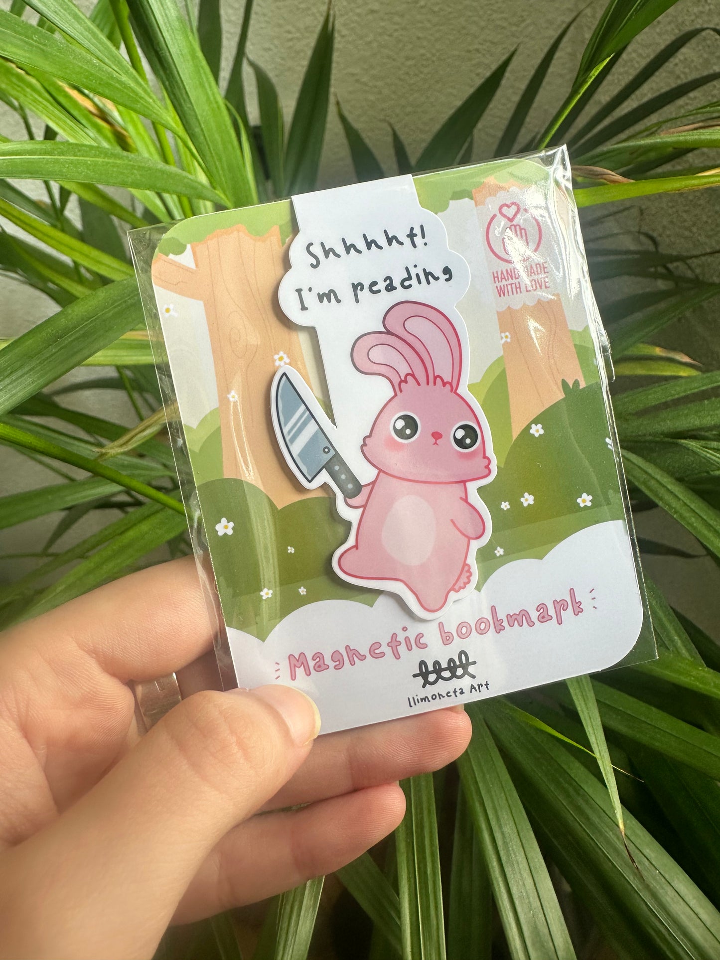 Bunny with Knife Magnetic bookmark