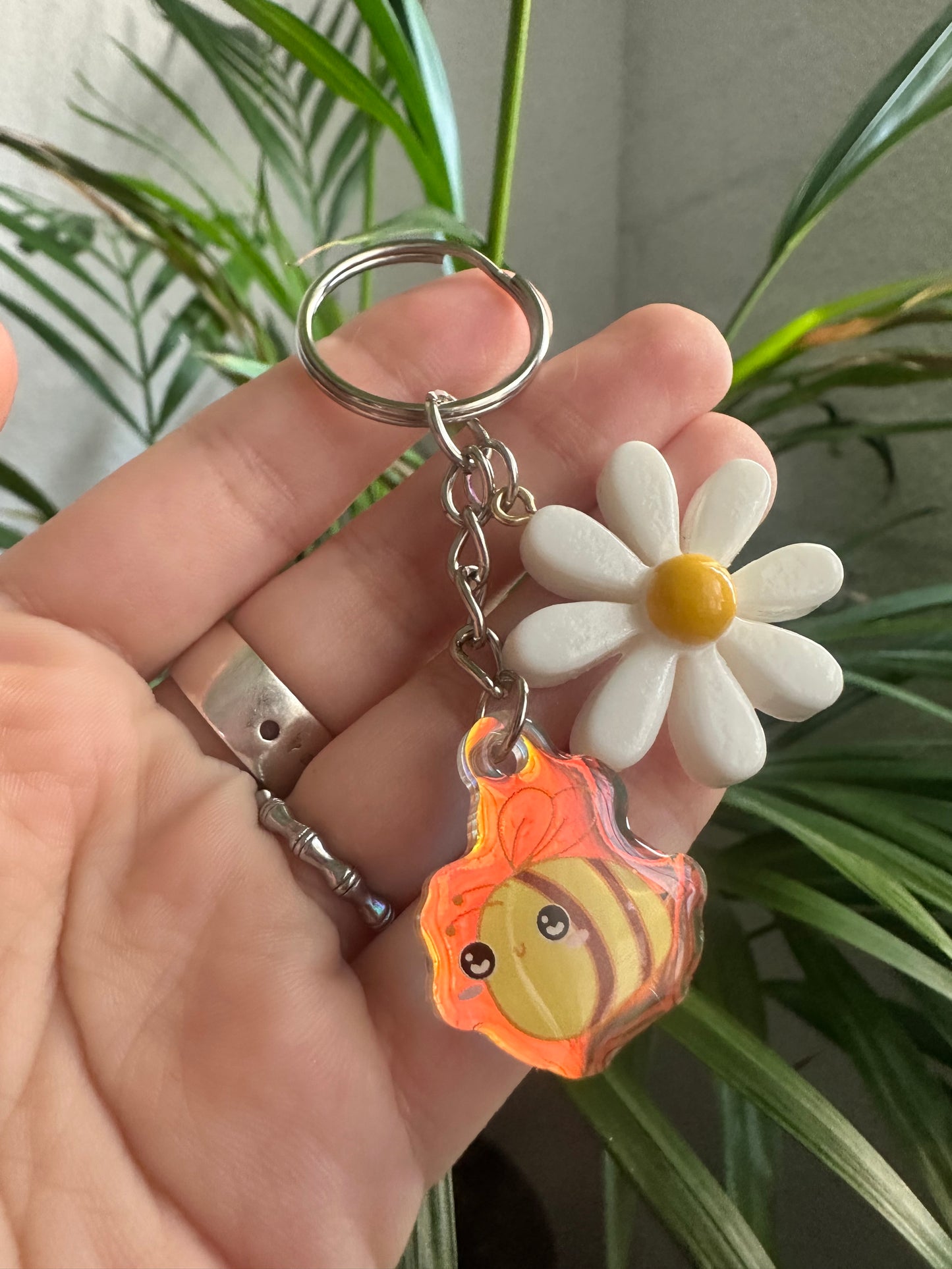 Bee with Flower Keychain