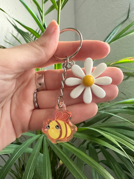 Bee with Flower Keychain