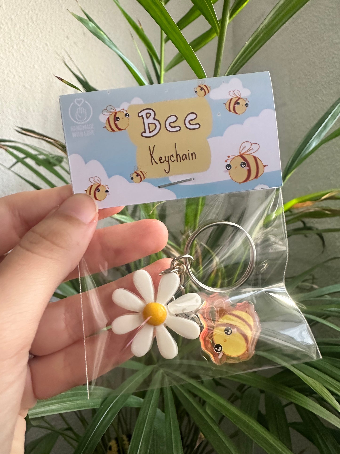 Bee with Flower Keychain