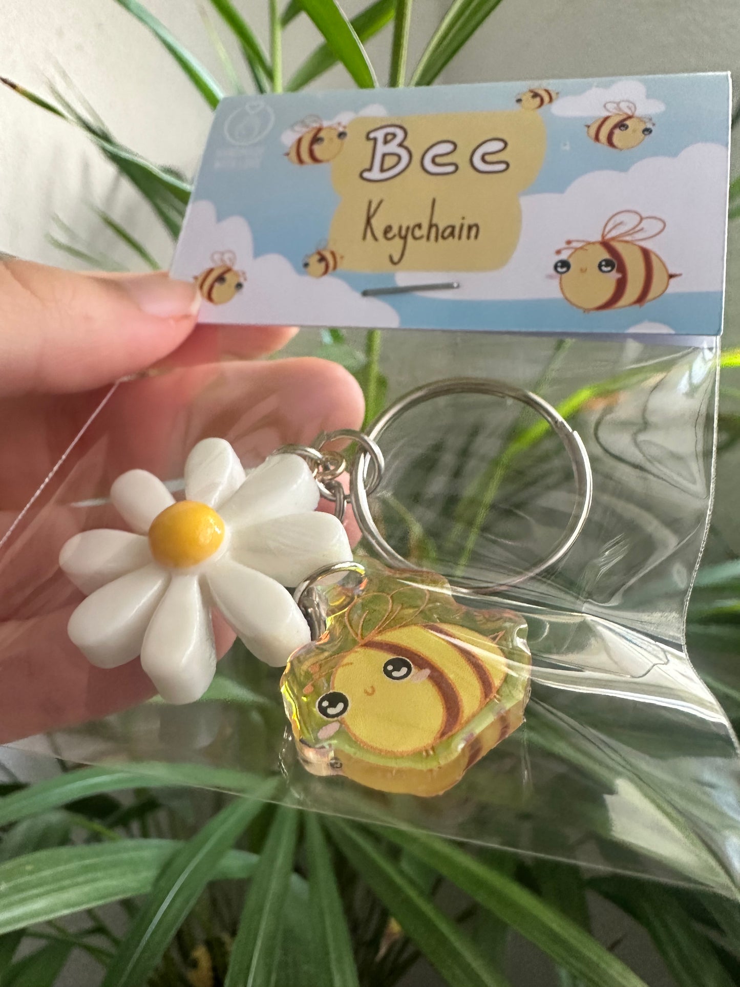 Bee with Flower Keychain