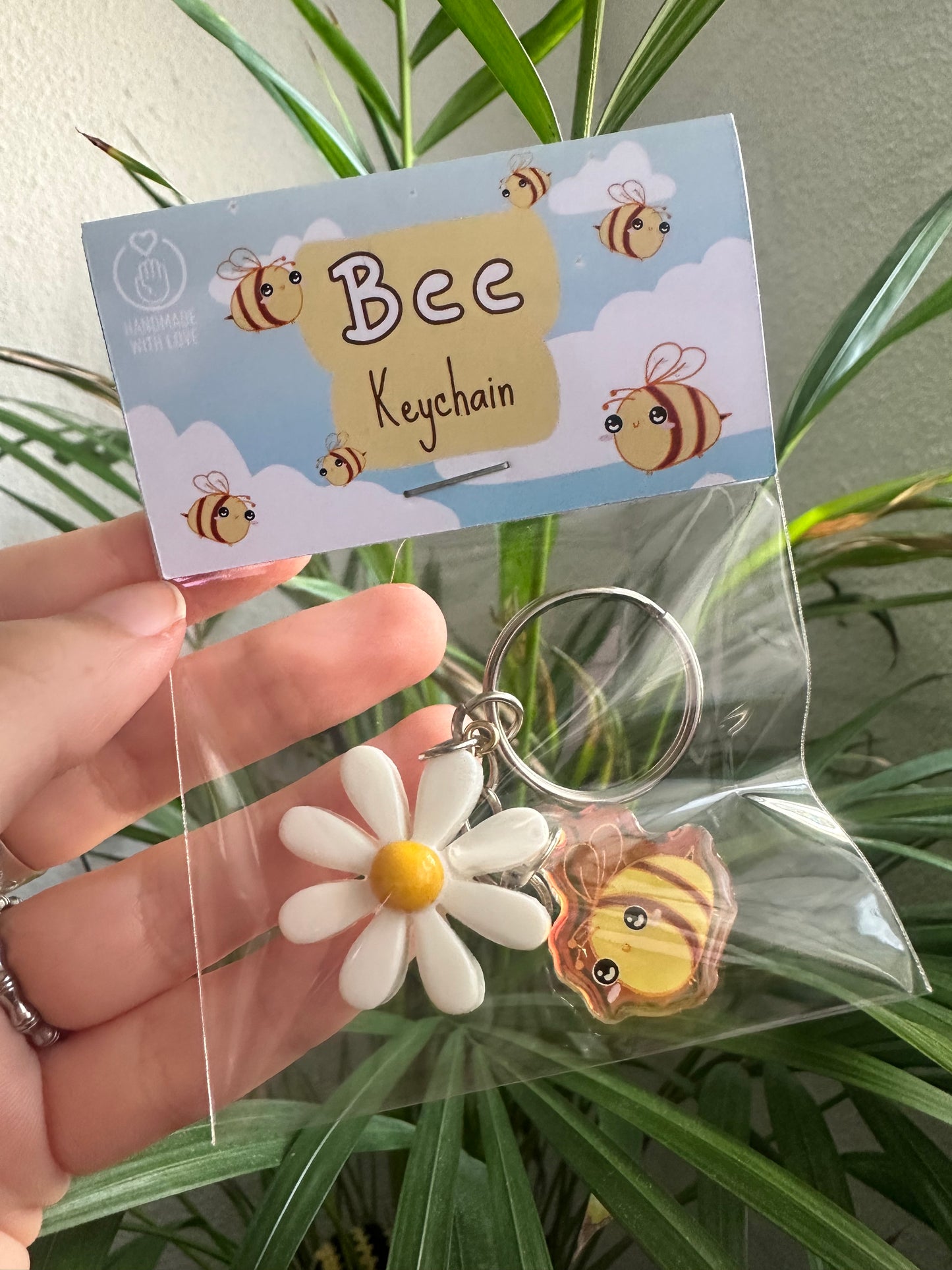 Bee with Flower Keychain