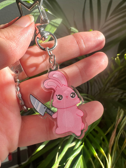 Bunny With Knife Keychain