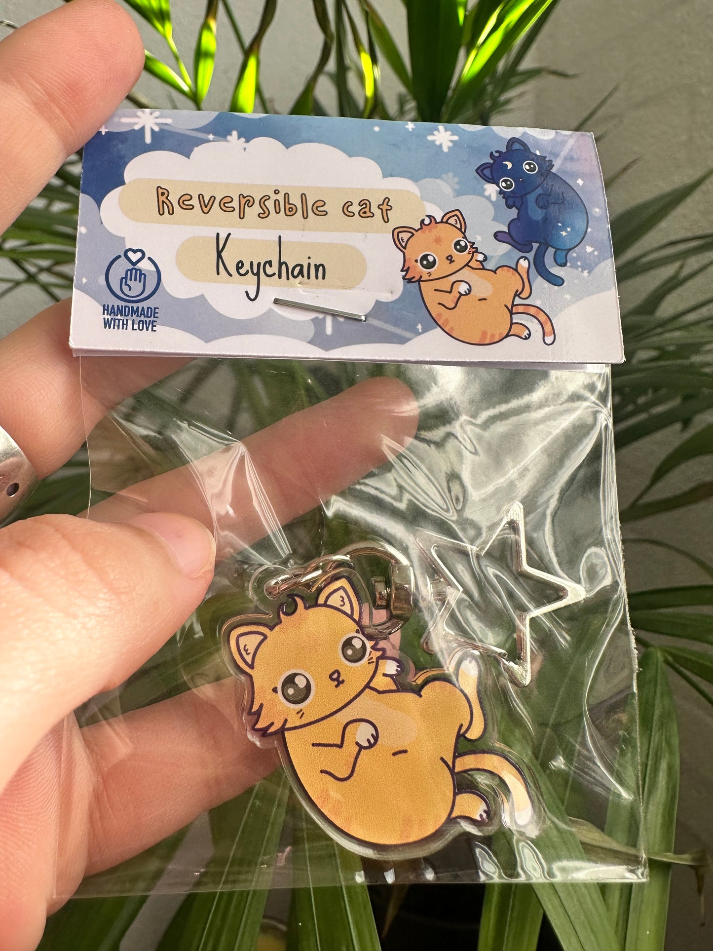 Reversible Cat Keychain